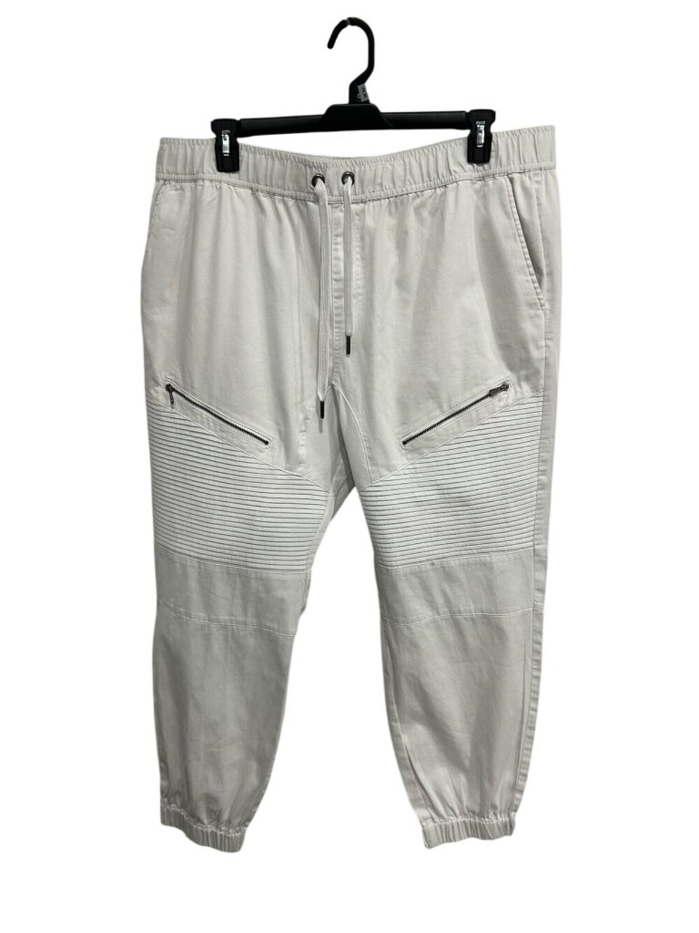 CSE 3XL Mens White Cargo Jogger Pants Ribbed Moto Zip Pockets Cybercore Techwear